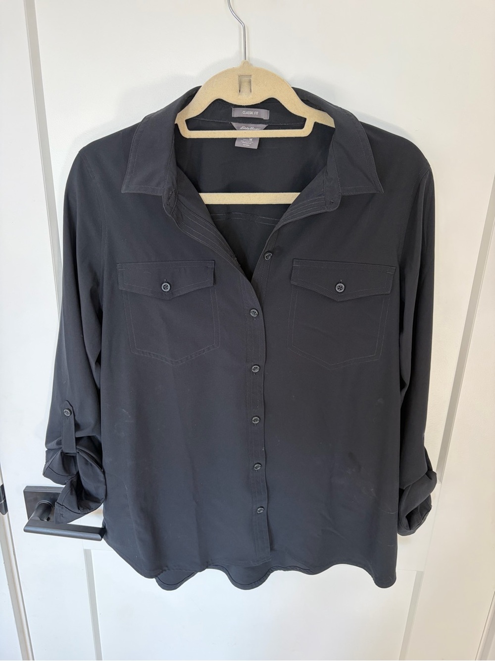 Eddie Bauer Women's Black Button-Front Casual Shirt